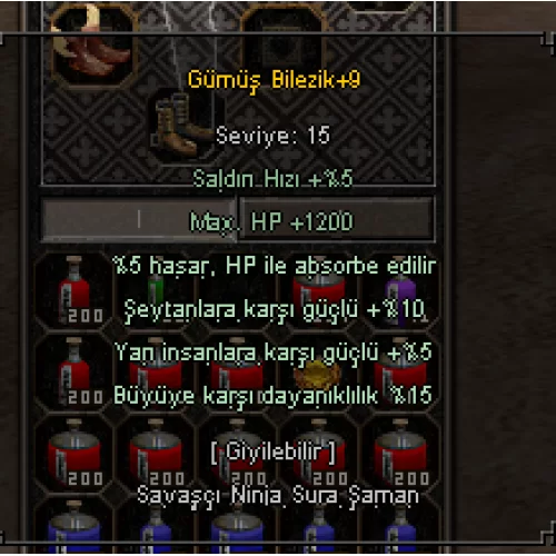  +9 GÜMÜŞ BİLEZİK 5HP ABS 15 BÜYÜ 5 YARI